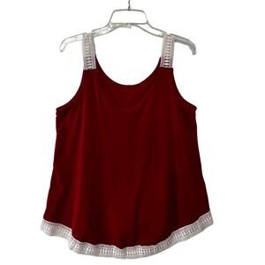 Shein Curve Womens Size 0XL Tank Top Red Crochet Polyester